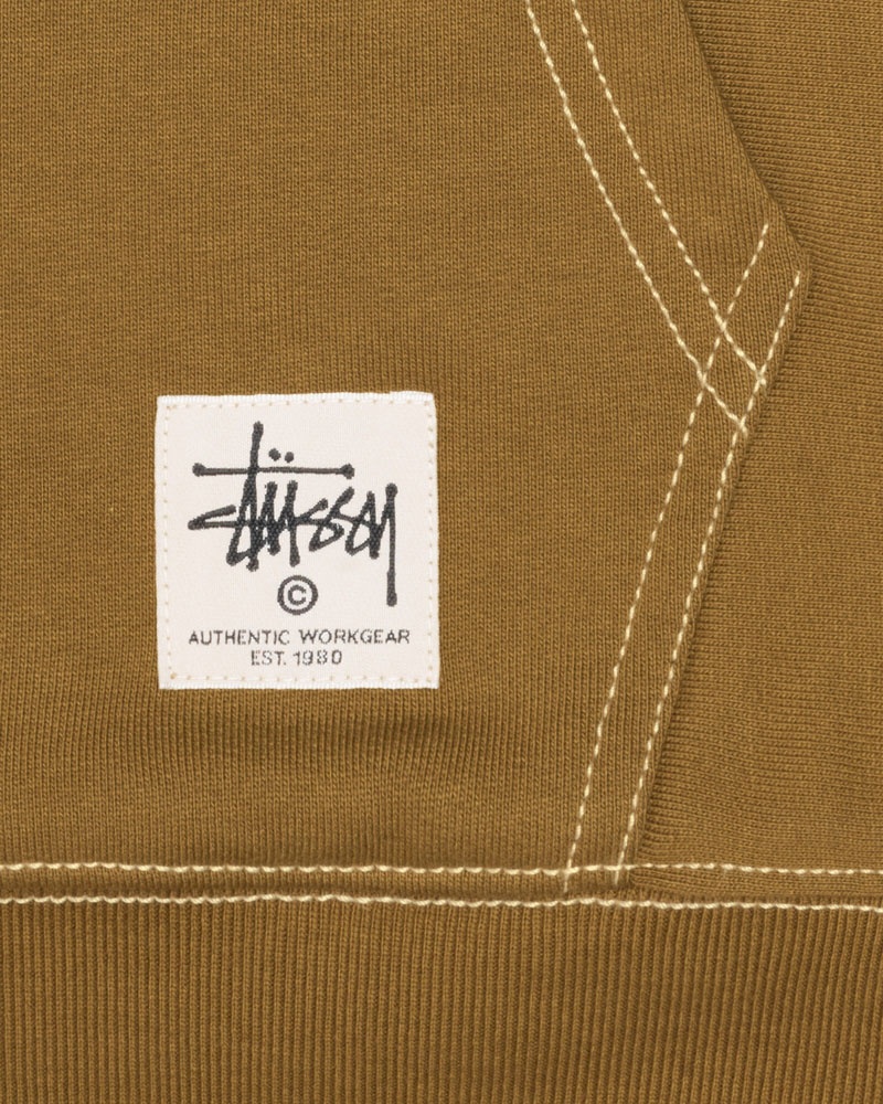 Olive Stüssy Double Face Label Zip Hoodie | UAE JWS540798