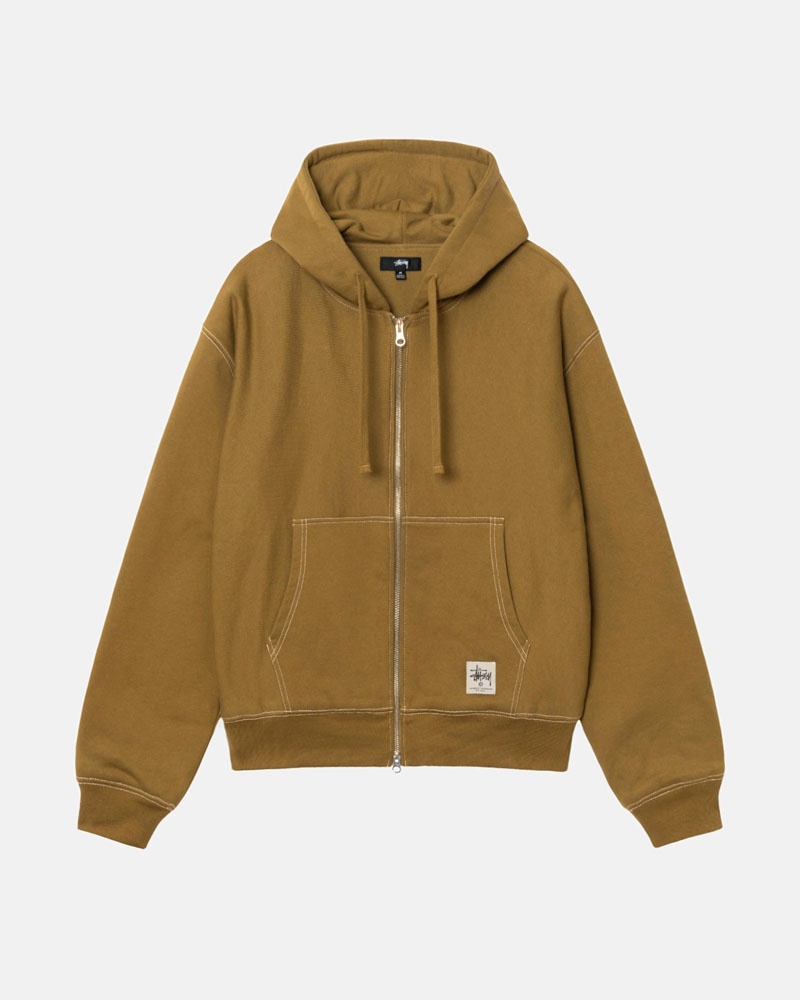 Olive Stüssy Double Face Label Zip Hoodie | UAE JWS540798