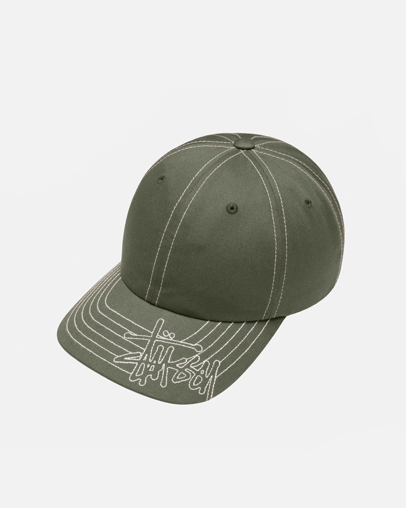 Olive Stüssy Low Pro Basic Stitch Strapback Cap | UAE NBM658741