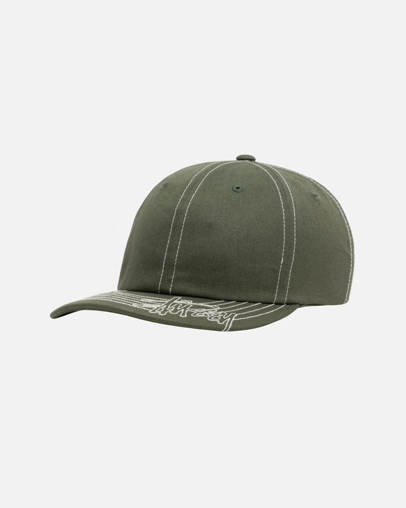 Olive Stüssy Low Pro Basic Stitch Strapback Cap | UAE NBM658741