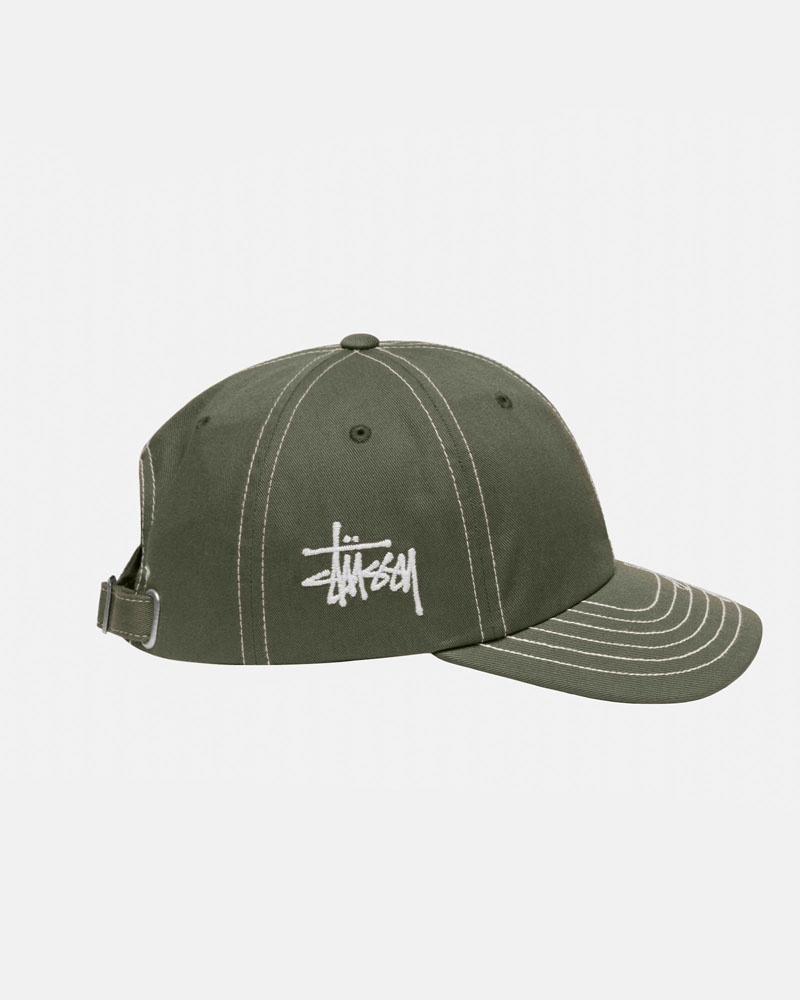 Olive Stüssy Low Pro Basic Stitch Strapback Cap | UAE NBM658741