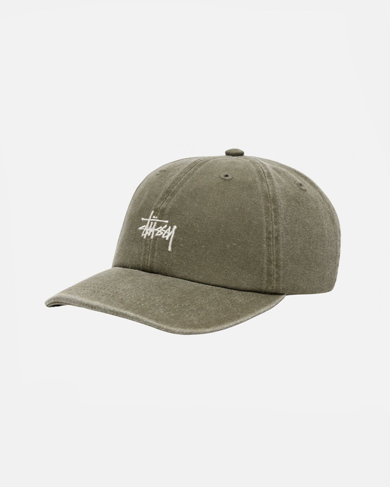 Olive Stüssy Low Pro Basic Washed Strapback Cap | UAE RSQ169487