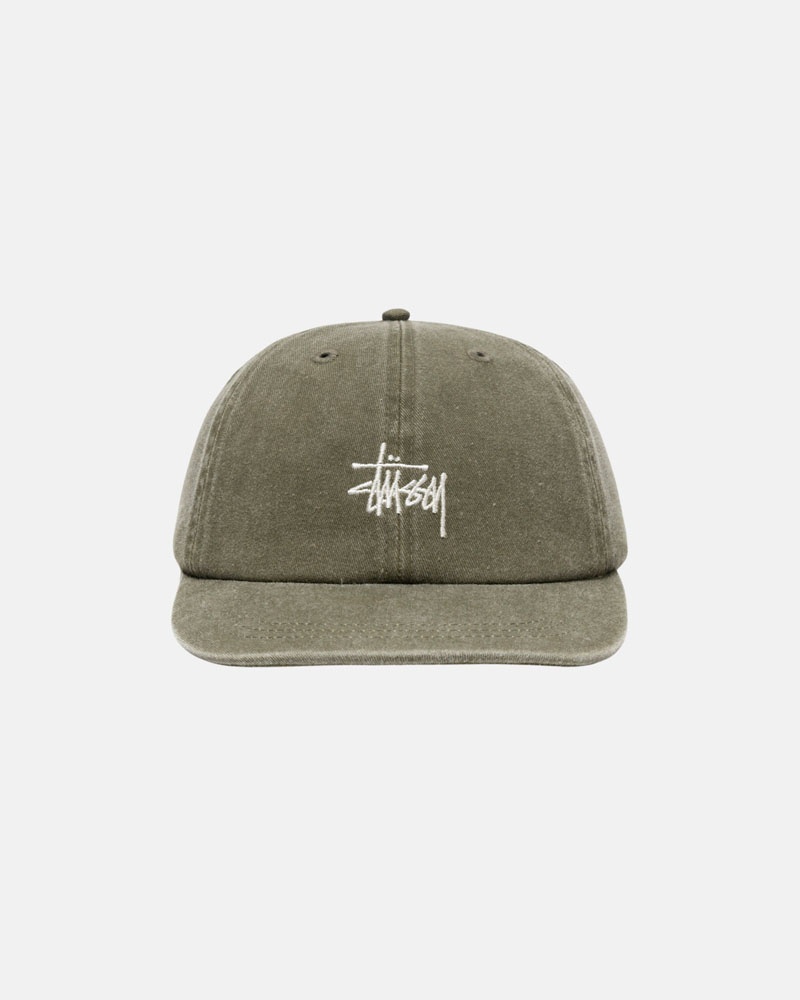 Olive Stüssy Low Pro Basic Washed Strapback Cap | UAE RSQ169487