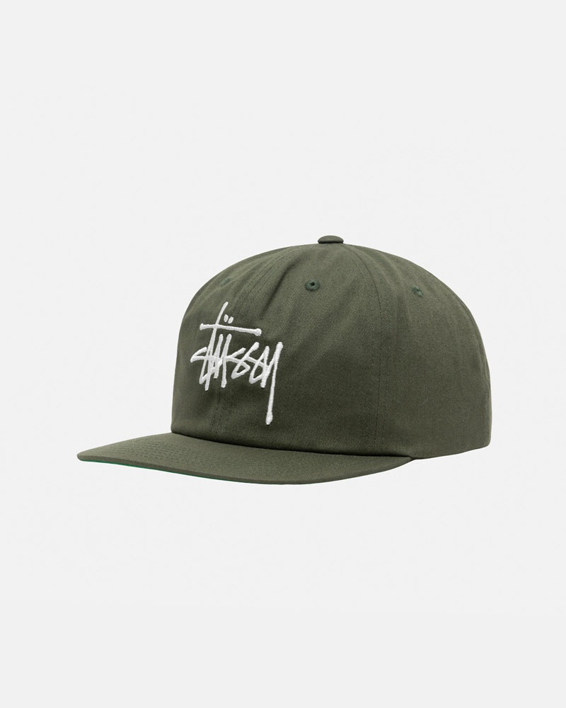 Olive Stüssy Mid-Depth Basic Strapback Cap | UAE XMK041396