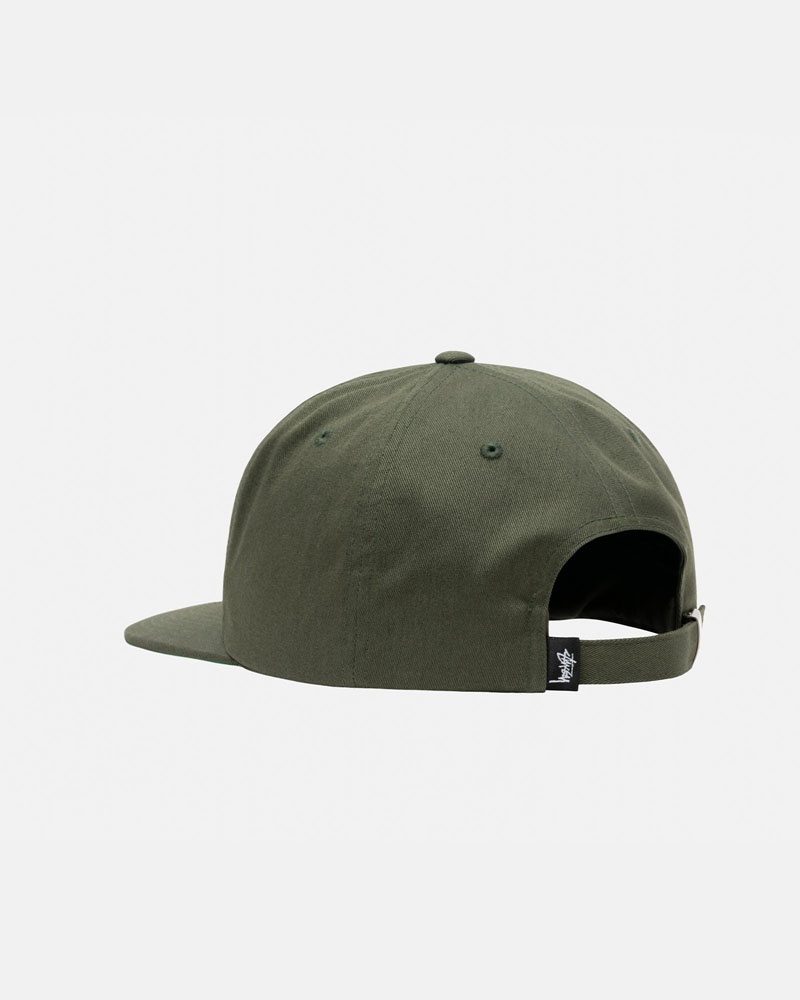 Olive Stüssy Mid-Depth Basic Strapback Cap | UAE XMK041396