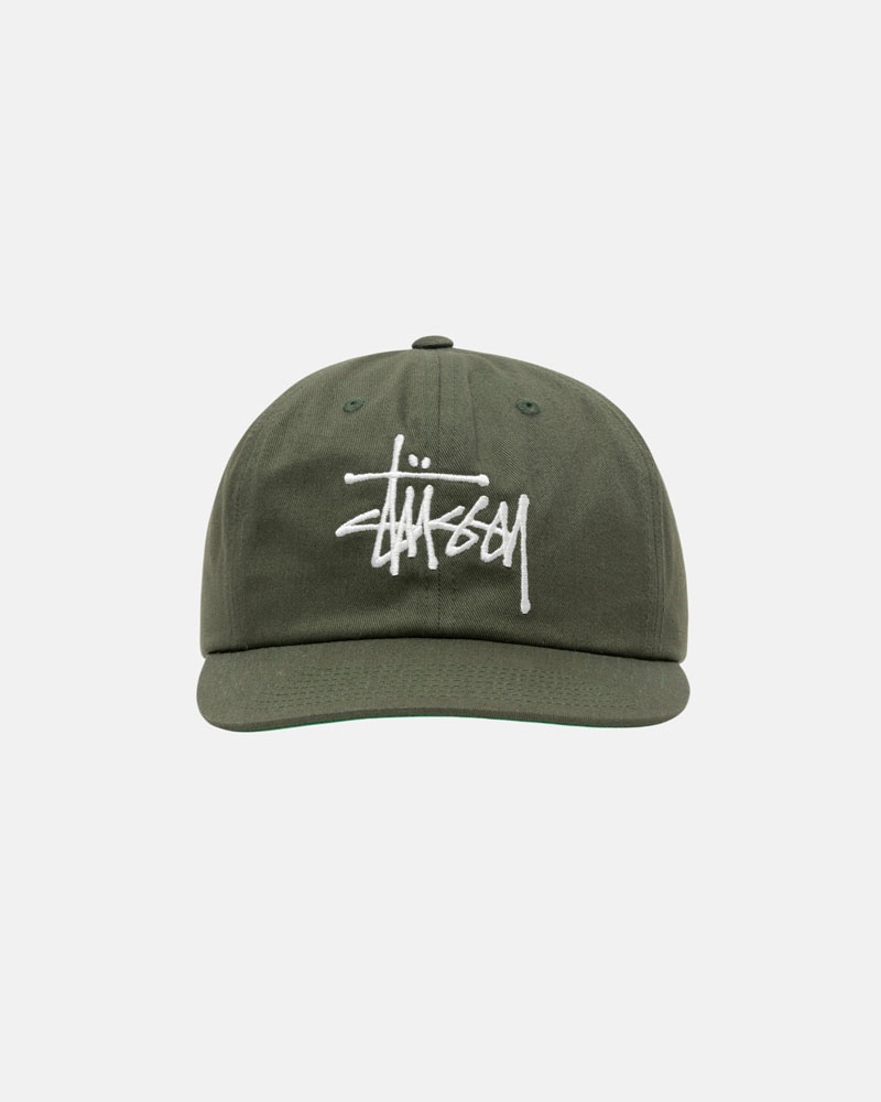 Olive Stüssy Mid-Depth Basic Strapback Cap | UAE XMK041396