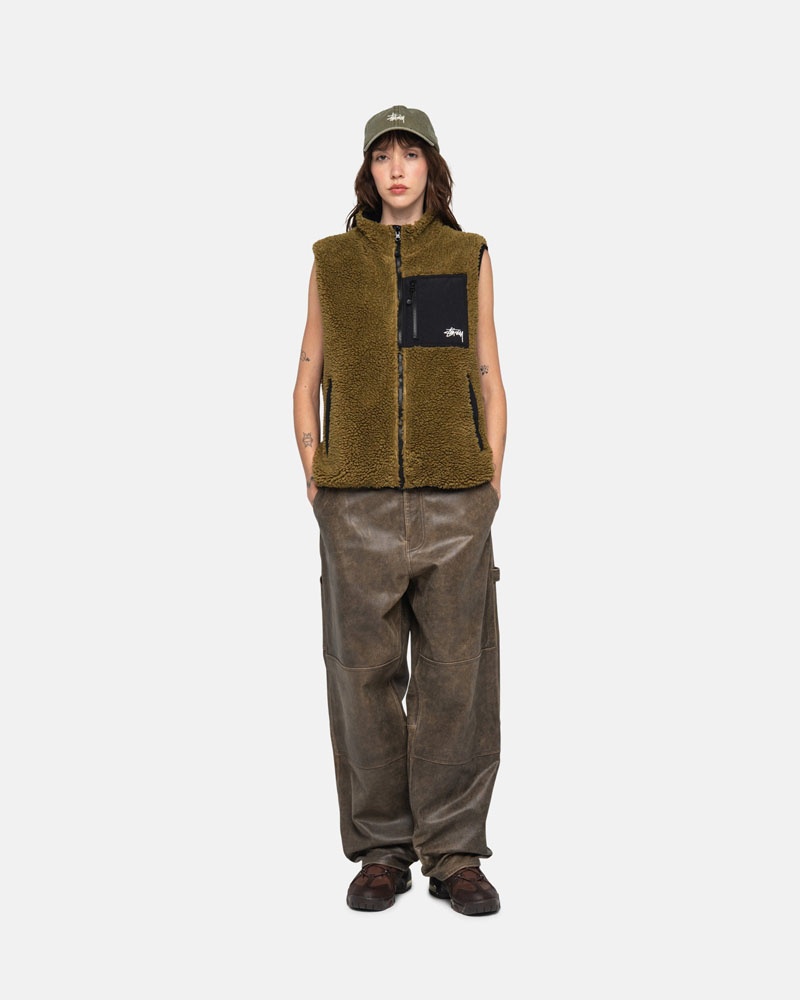 Olive Stüssy Sherpa Reversible Vest | UAE VJL307584