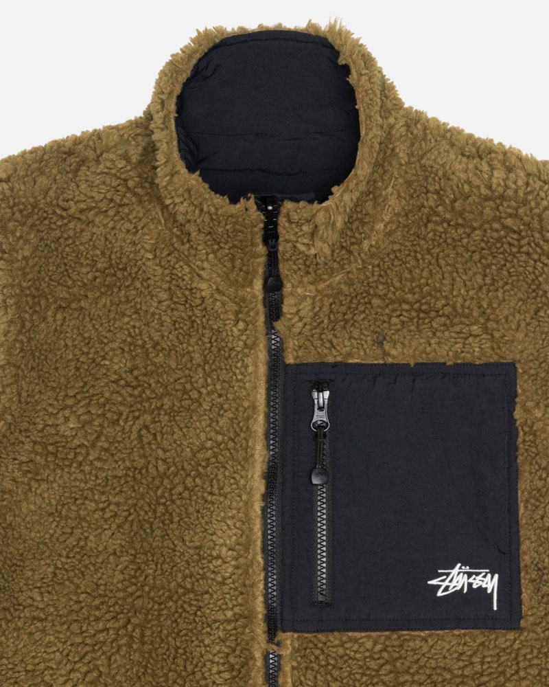 Olive Stüssy Sherpa Reversible Vest | UAE VJL307584