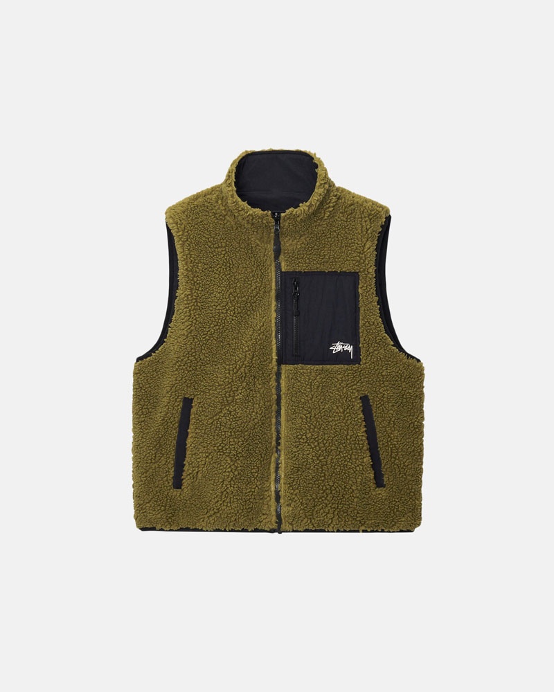 Olive Stüssy Sherpa Reversible Vest | UAE VJL307584