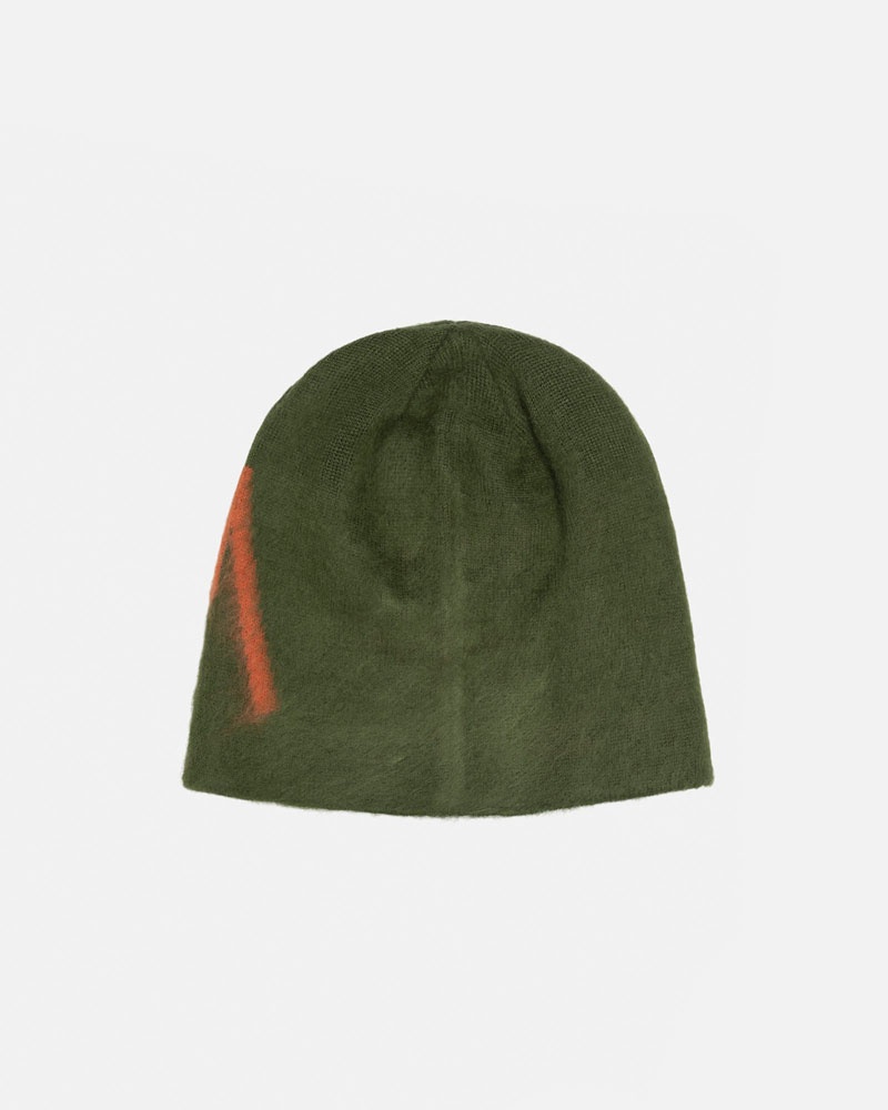 Olive Stüssy Skullcap Brushed Out Stock Beanie | UAE QPE072684