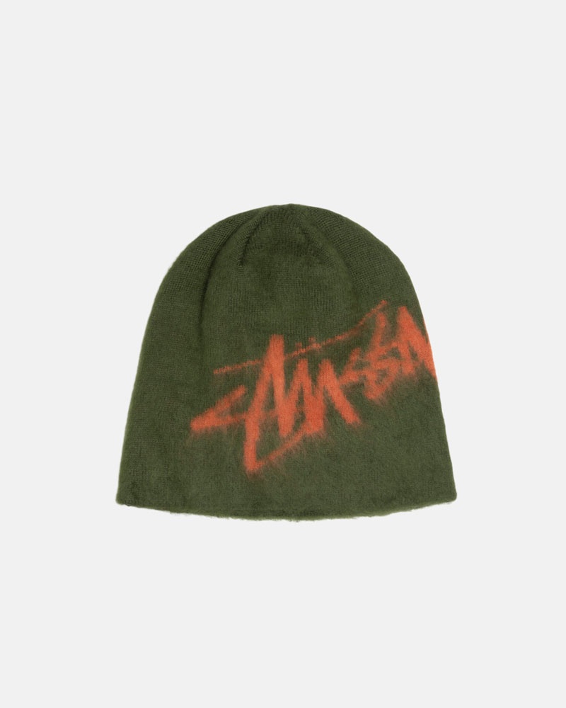 Olive Stüssy Skullcap Brushed Out Stock Beanie | UAE QPE072684