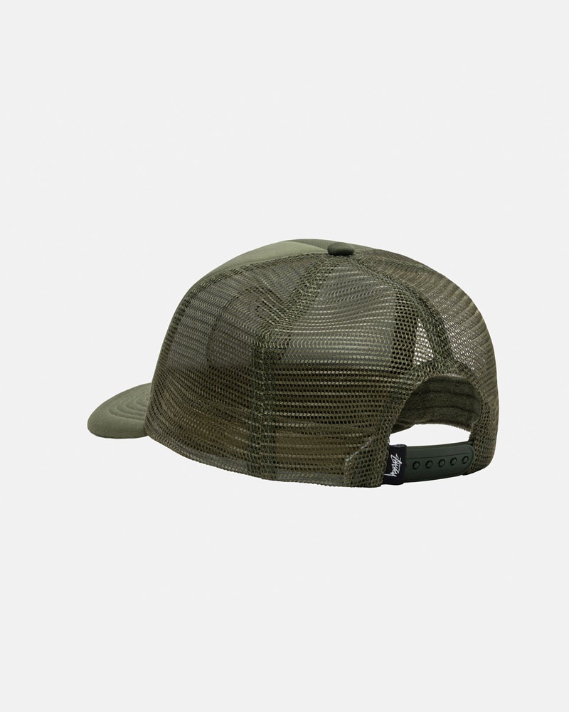 Olive Stüssy Trucker 8 Ball Snapback Cap | UAE YQU127905