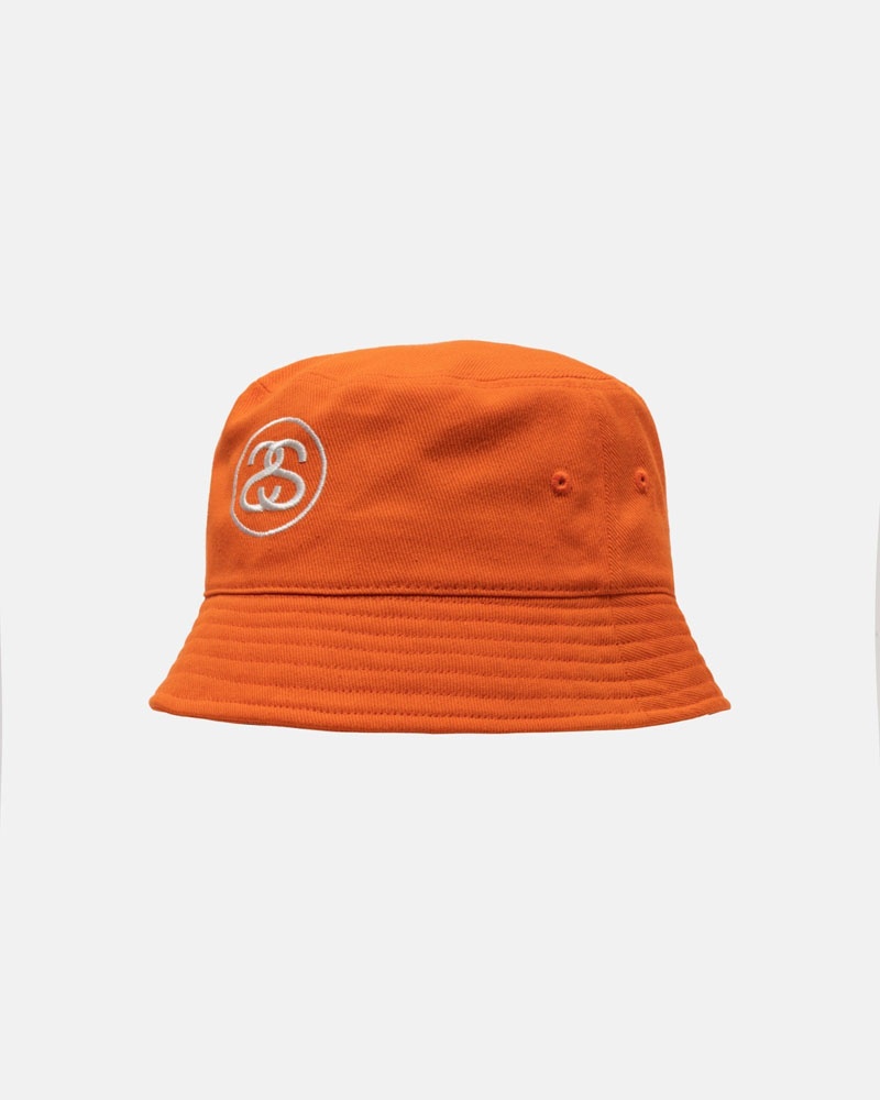 Orange Stüssy Deep Bucket SS Link Hat | UAE EMT236019