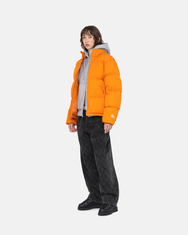 Orange Stüssy Down Puffer Nylon Jacket | UAE ELQ302795