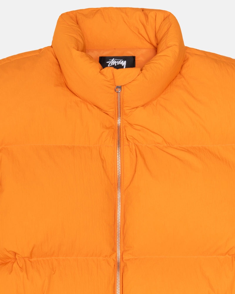 Orange Stüssy Down Puffer Nylon Jacket | UAE ELQ302795