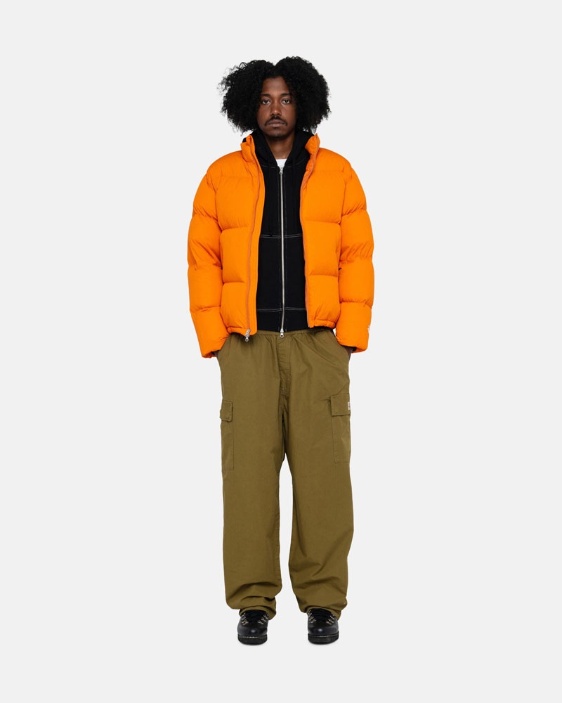 Orange Stüssy Down Puffer Nylon Jacket | UAE ELQ302795