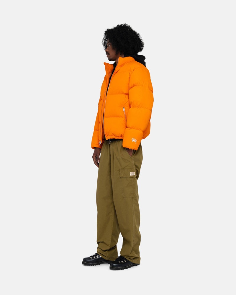 Orange Stüssy Down Puffer Nylon Jacket | UAE ELQ302795