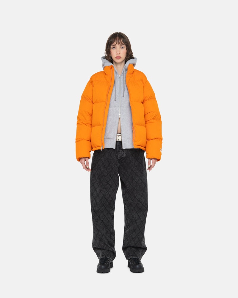 Orange Stüssy Down Puffer Nylon Jacket | UAE ELQ302795