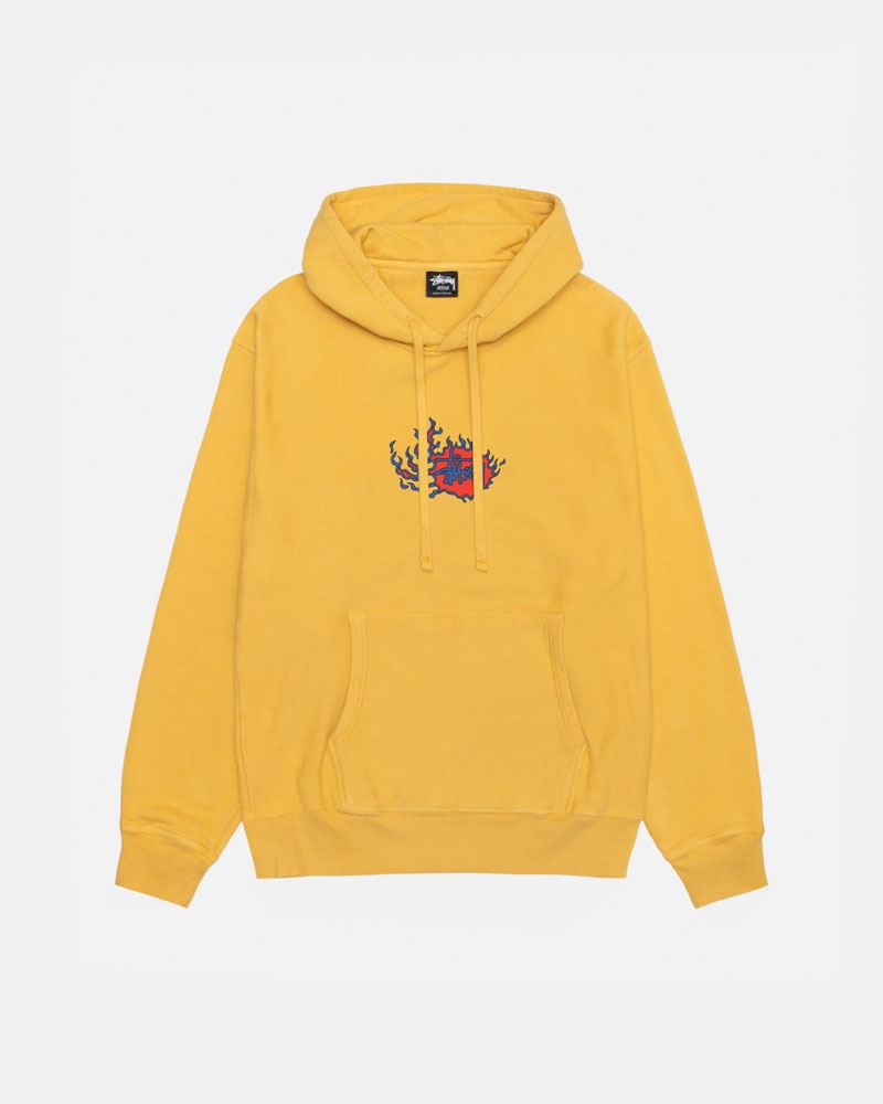 Orange Stüssy Mosaic Dragon Pigment Dyed Hoodie | UAE PST967408