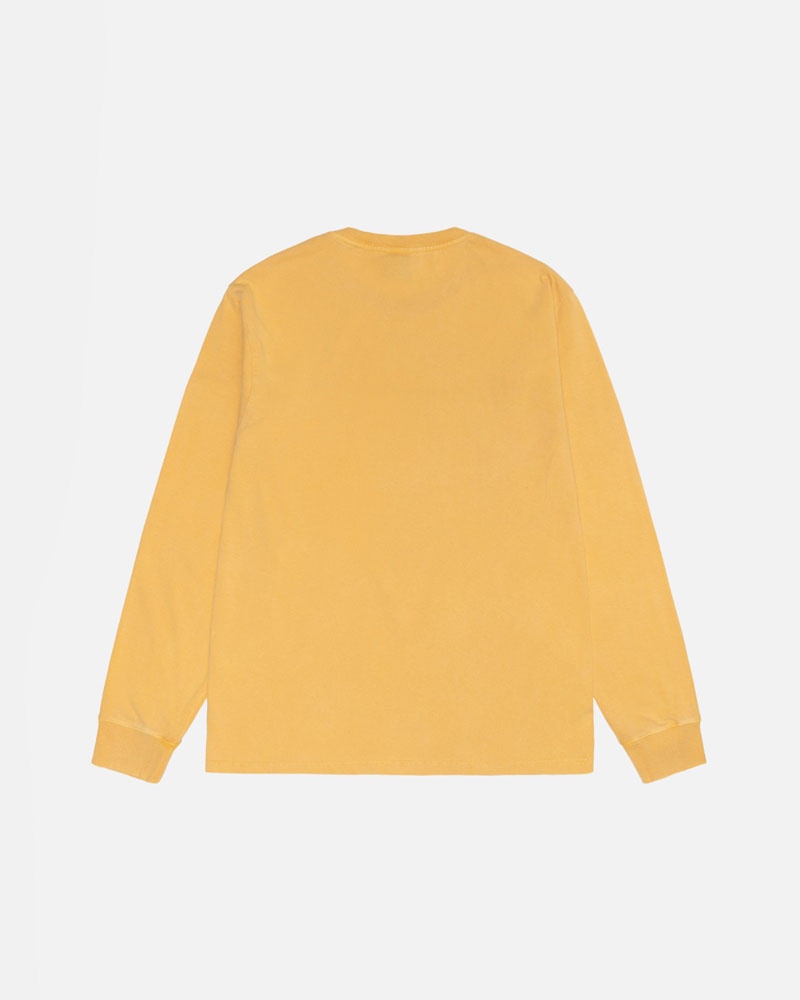 Orange Stüssy Small Stock LS Pigment Dyed T-Shirt | UAE HYA451863