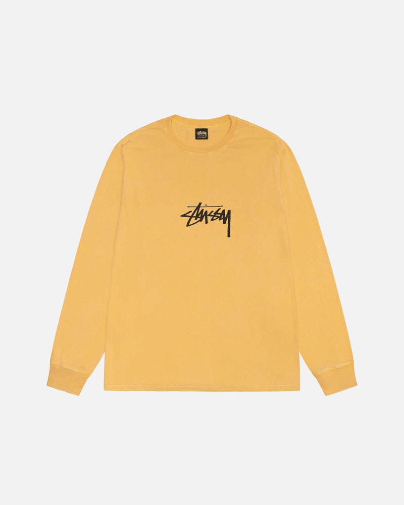 Orange Stüssy Small Stock LS Pigment Dyed T-Shirt | UAE HYA451863