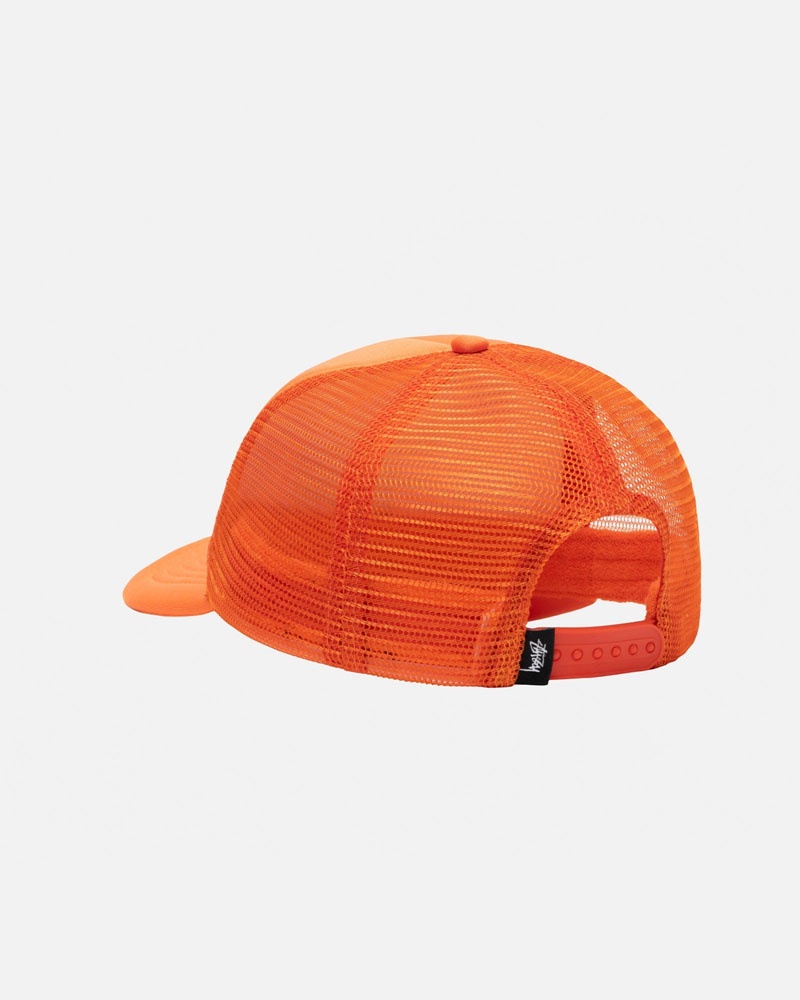 Orange Stüssy Trucker Big Basic Snapback Cap | UAE LNX934856