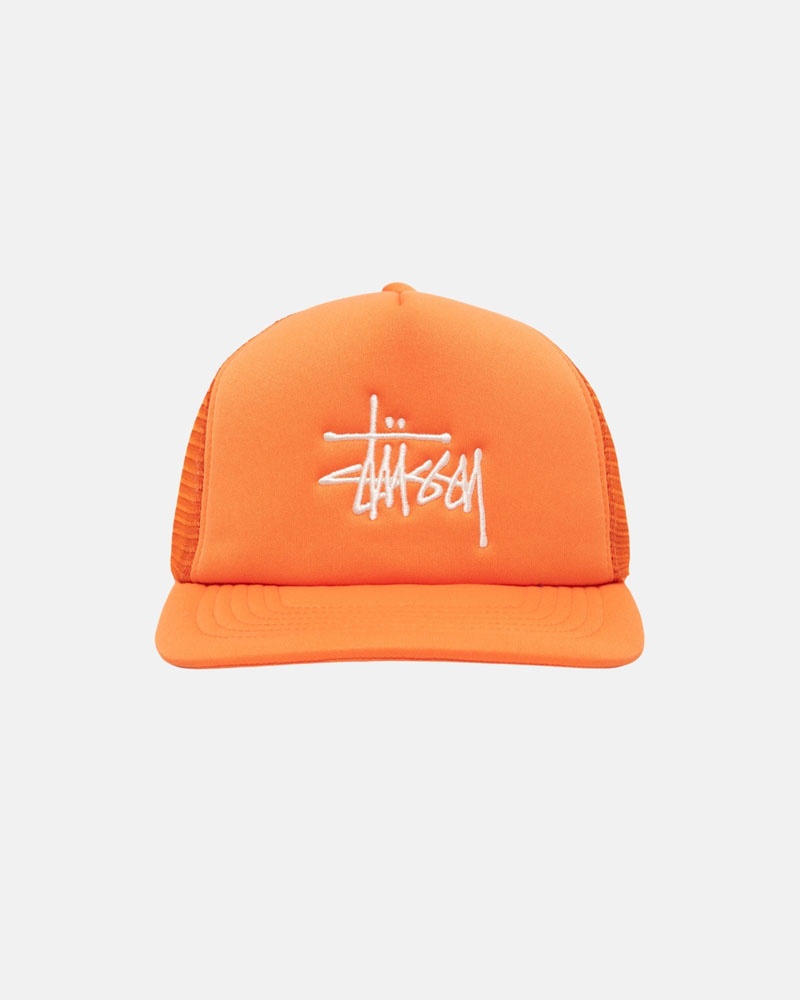 Orange Stüssy Trucker Big Basic Snapback Cap | UAE LNX934856