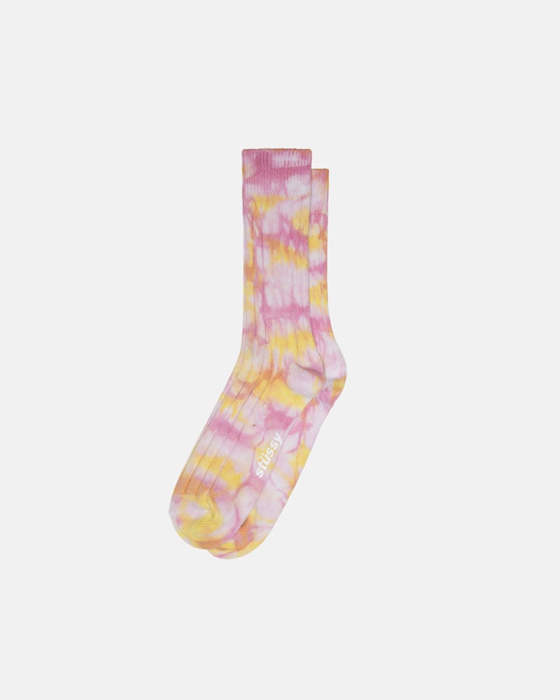 Pink Stüssy Multi Dyed Ribbed Socks | UAE FKB061938