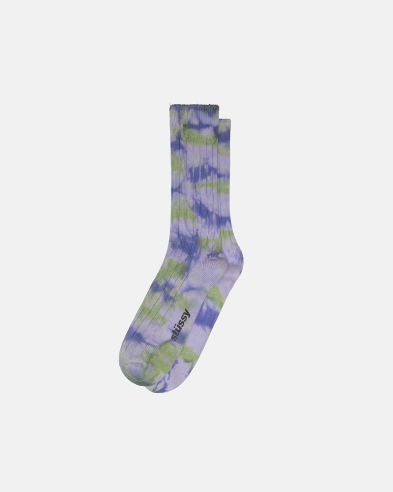 Purple Green Stüssy Multi Dyed Ribbed Socks | UAE WSU495317