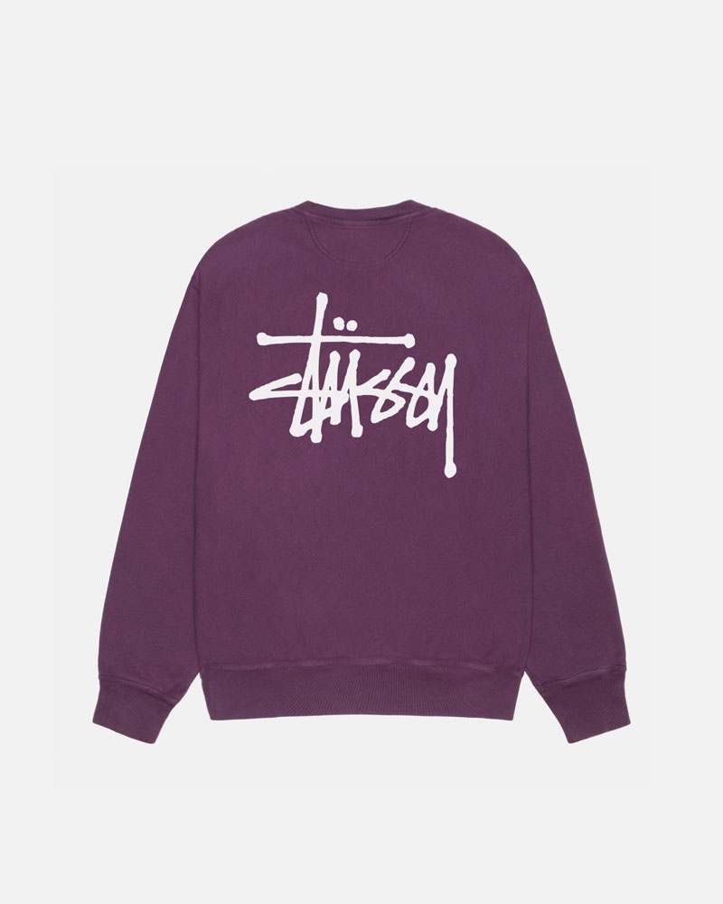 Purple Stüssy Basic Crew Pigment Dyed Sweatshirt | UAE DLF291045