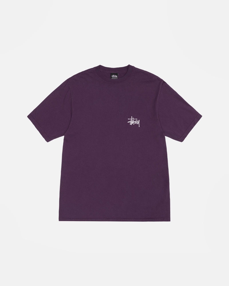 Purple Stüssy Basic Pigment Dyed T-Shirt | UAE REB236598