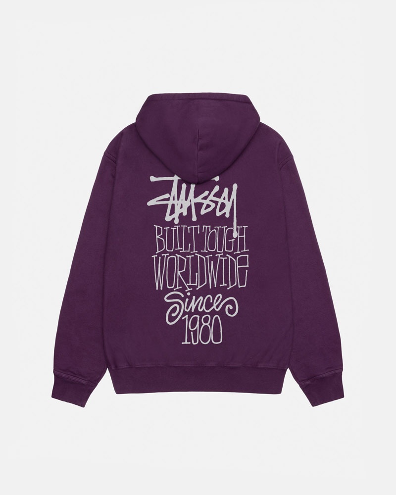 Purple Stüssy Built Tough Pigment Dyed Hoodie | UAE QSX315620