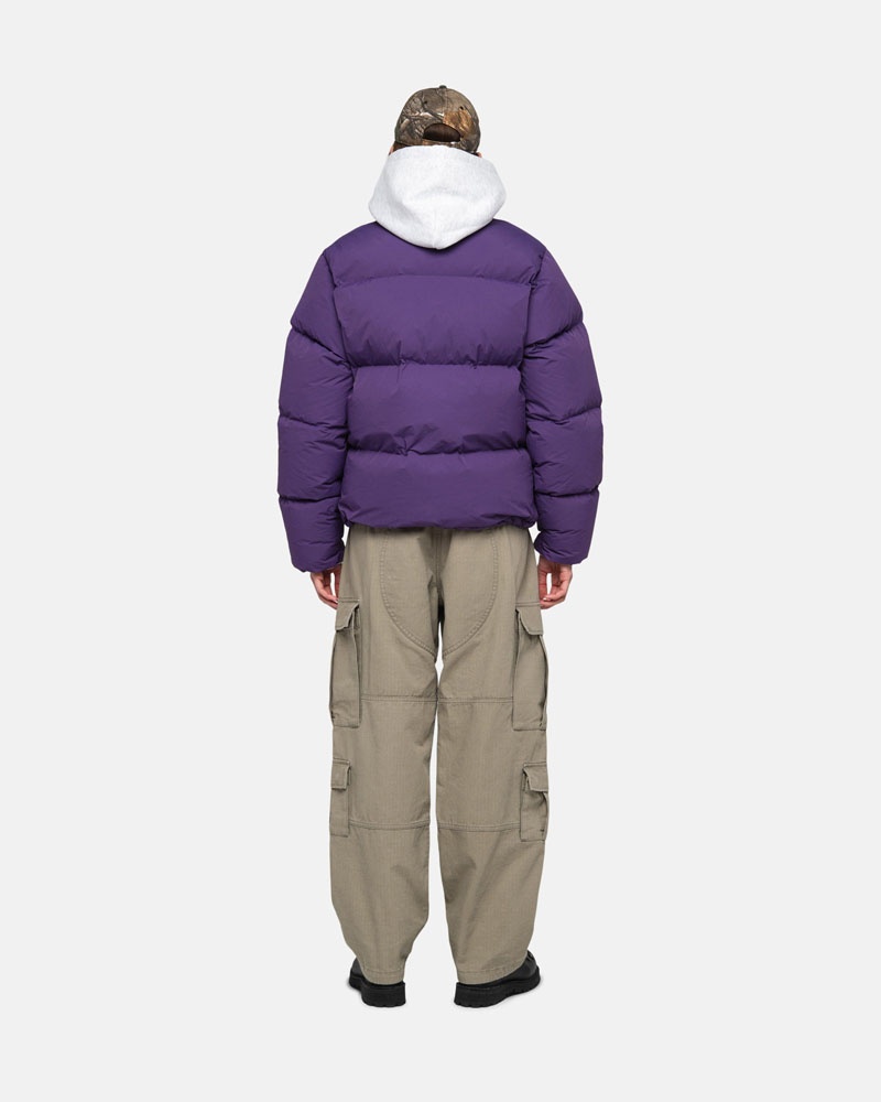 Purple Stüssy Down Puffer Nylon Jacket | UAE GXA237984