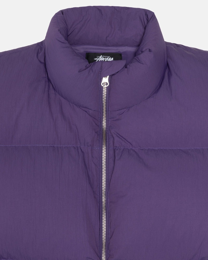 Purple Stüssy Down Puffer Nylon Jacket | UAE GXA237984