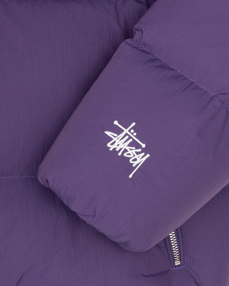 Purple Stüssy Down Puffer Nylon Jacket | UAE GXA237984