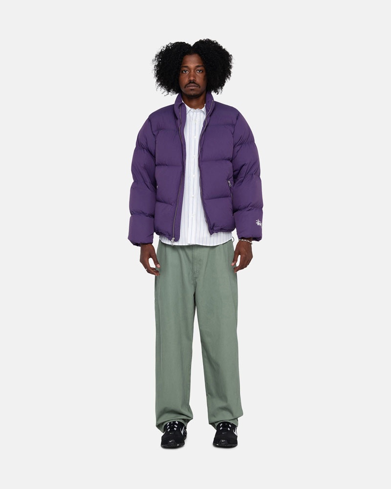 Purple Stüssy Down Puffer Nylon Jacket | UAE GXA237984