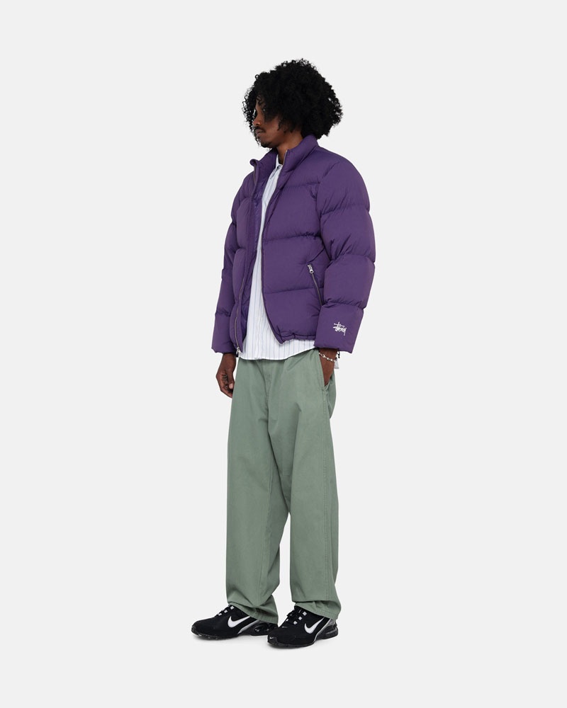 Purple Stüssy Down Puffer Nylon Jacket | UAE GXA237984