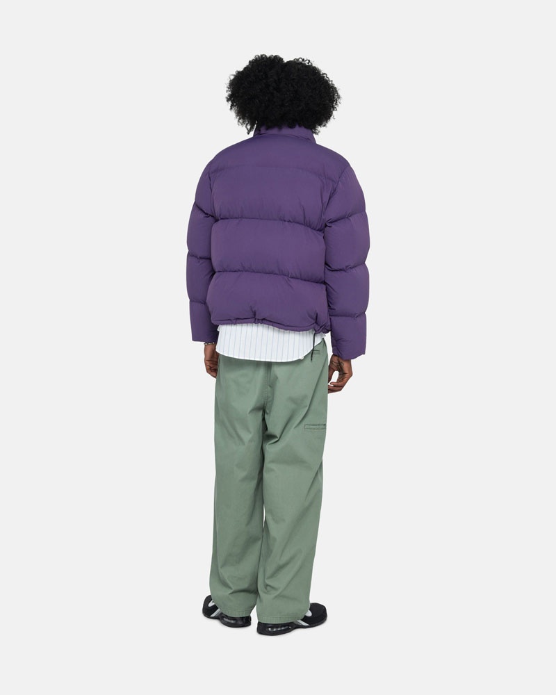 Purple Stüssy Down Puffer Nylon Jacket | UAE GXA237984