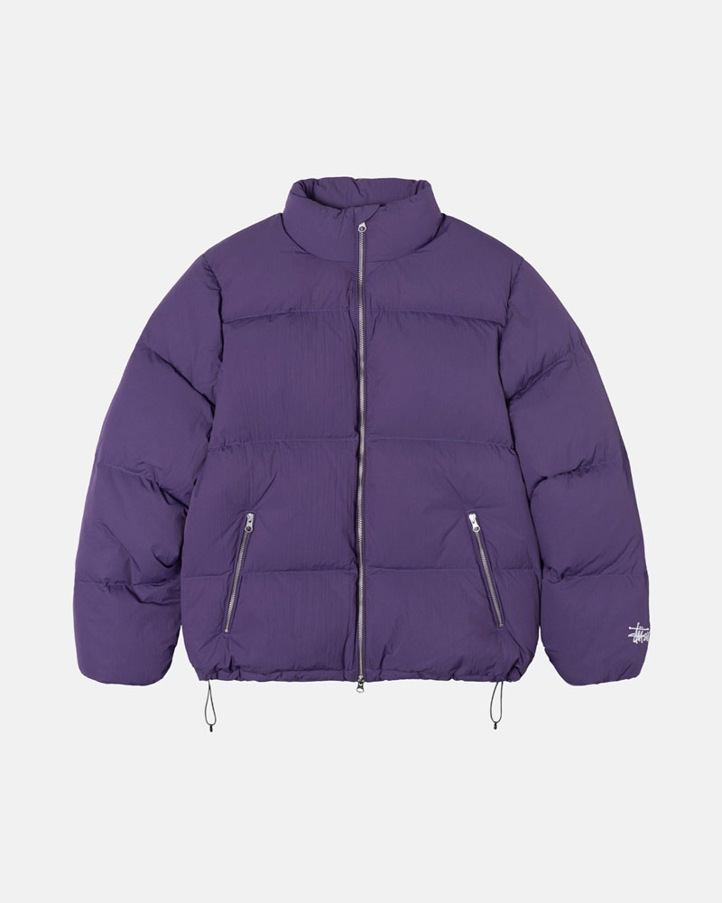 Purple Stüssy Down Puffer Nylon Jacket | UAE GXA237984