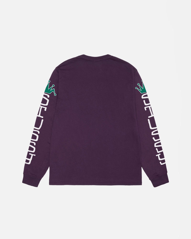 Purple Stüssy Jumbo LS Pigment Dyed T-Shirt | UAE YLS834902