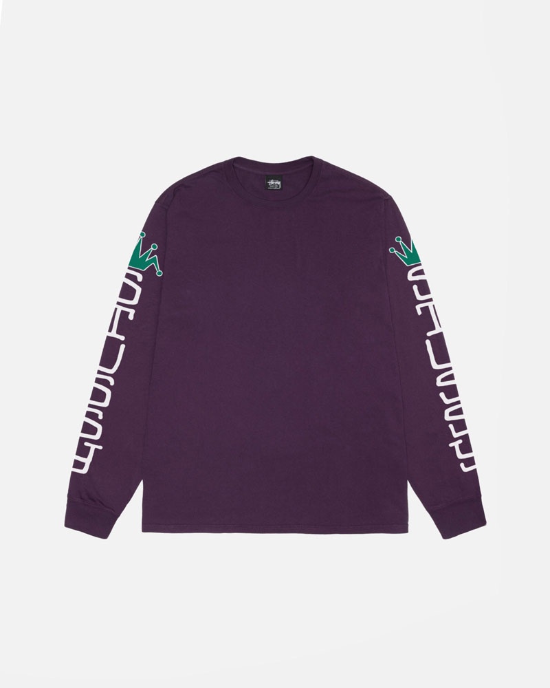 Purple Stüssy Jumbo LS Pigment Dyed T-Shirt | UAE YLS834902