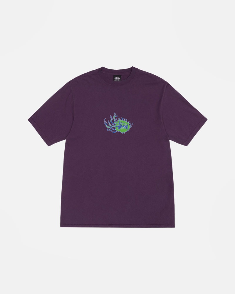 Purple Stüssy Mosaic Dragon Pigment Dyed T-Shirt | UAE UJI140769