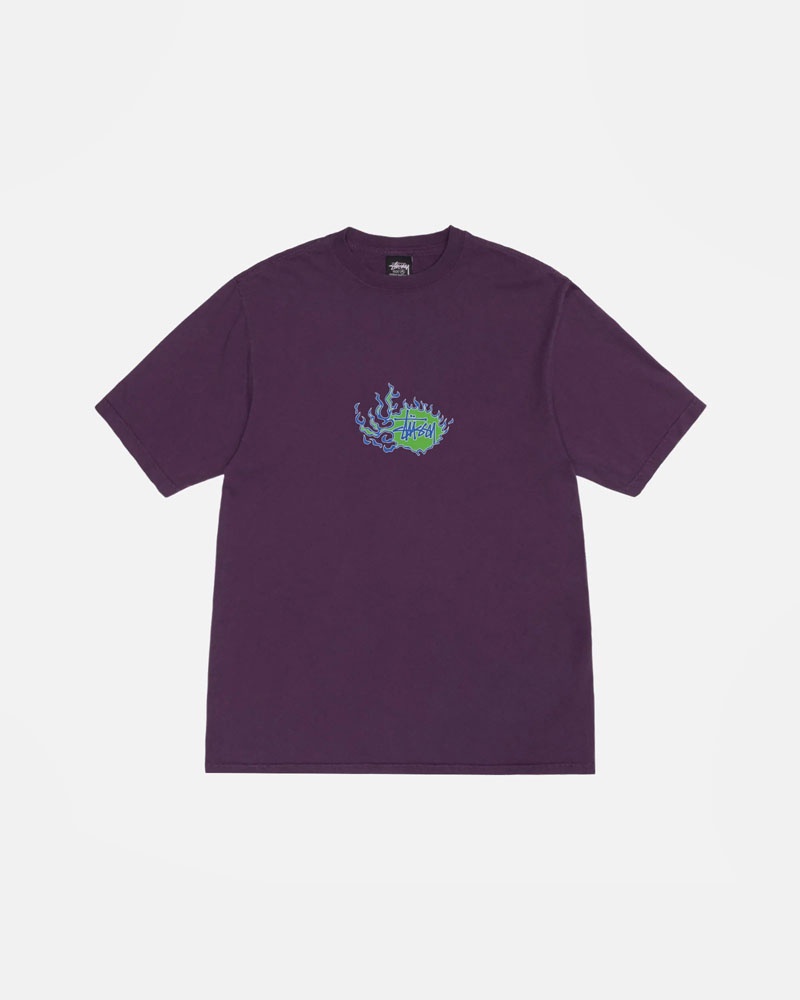 Purple Stüssy Mosaic Dragon Pigment Dyed T-Shirt | UAE VTA901634