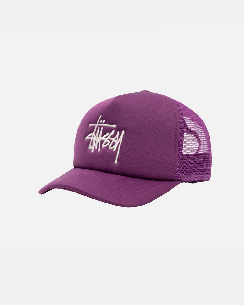 Purple Stüssy Trucker Big Basic Snapback Cap | UAE YMD124806