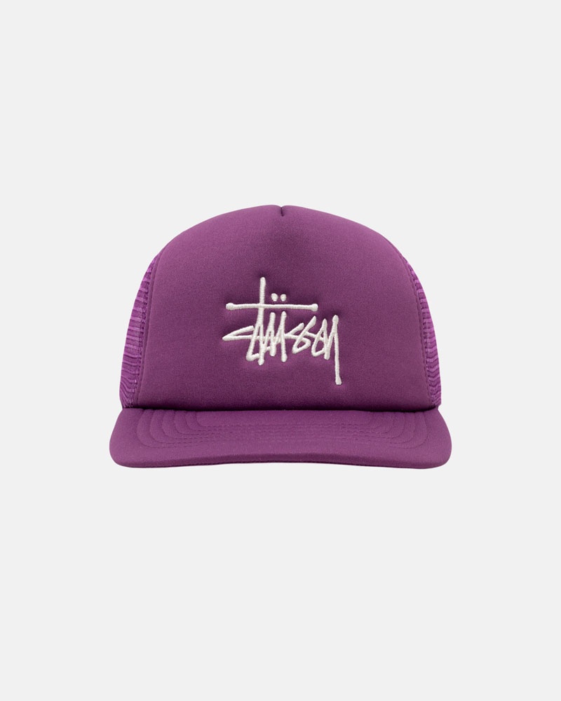 Purple Stüssy Trucker Big Basic Snapback Cap | UAE YMD124806