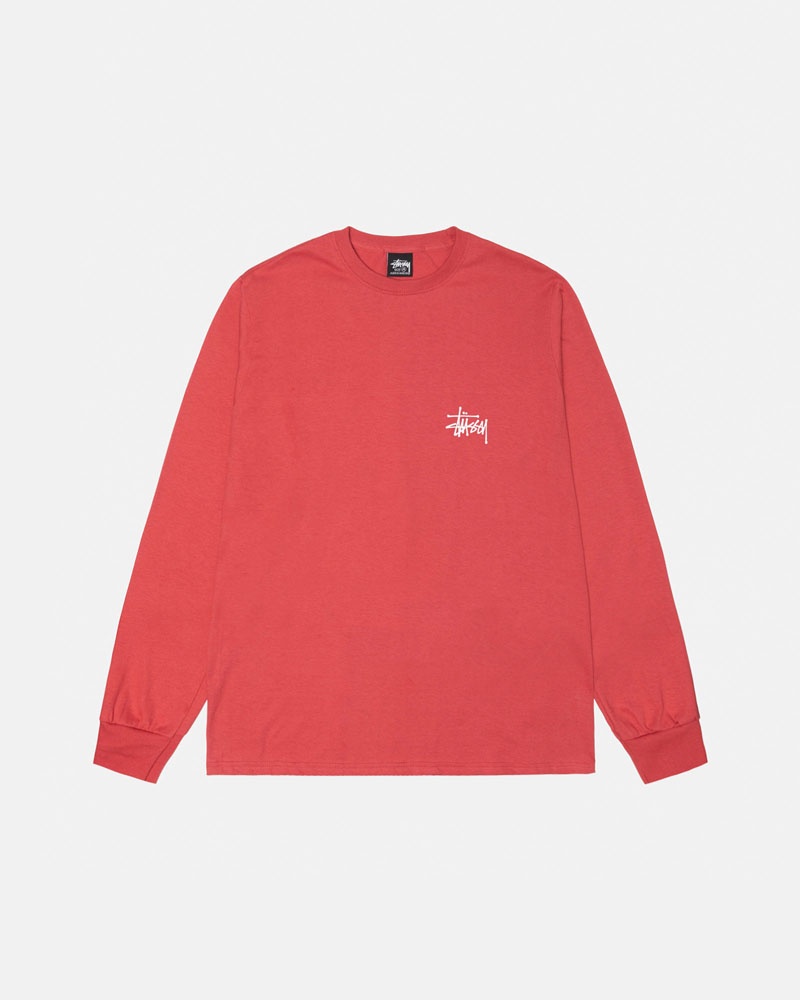 Red Stüssy Basic LS T-Shirt | UAE GVQ916342