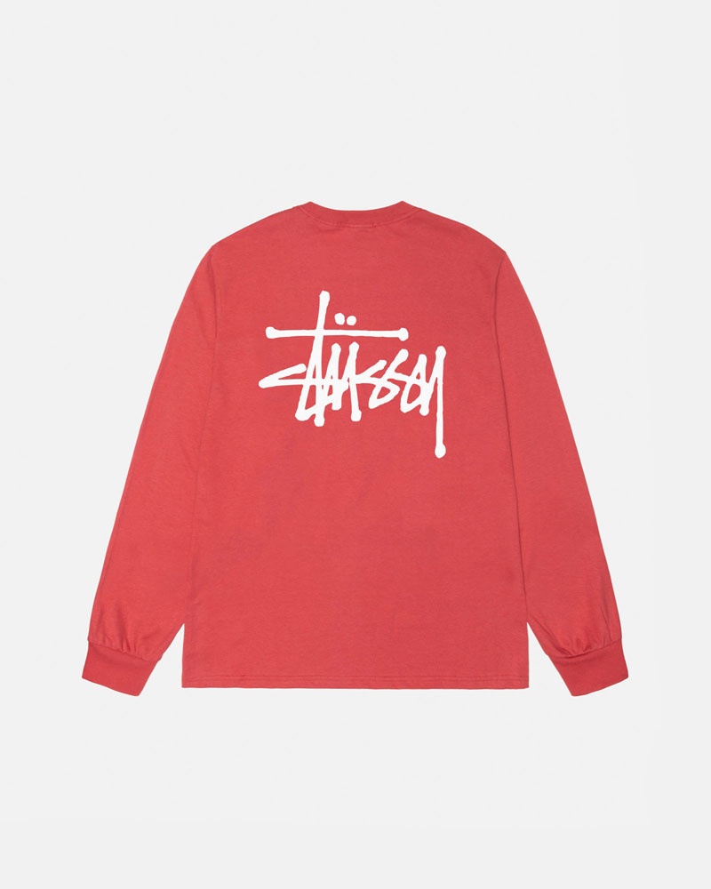 Red Stüssy Basic LS T-Shirt | UAE GVQ916342