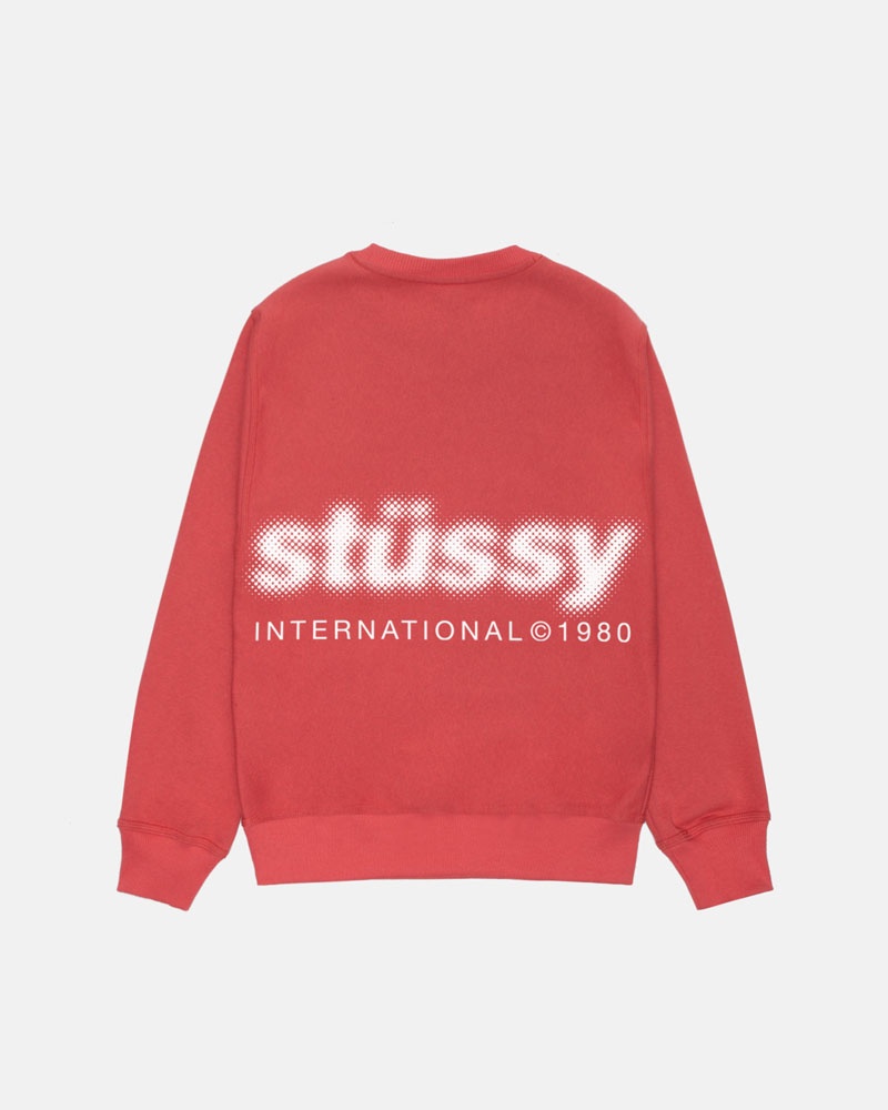 Red Stüssy Blur Crew Sweatshirt | UAE BXS473961