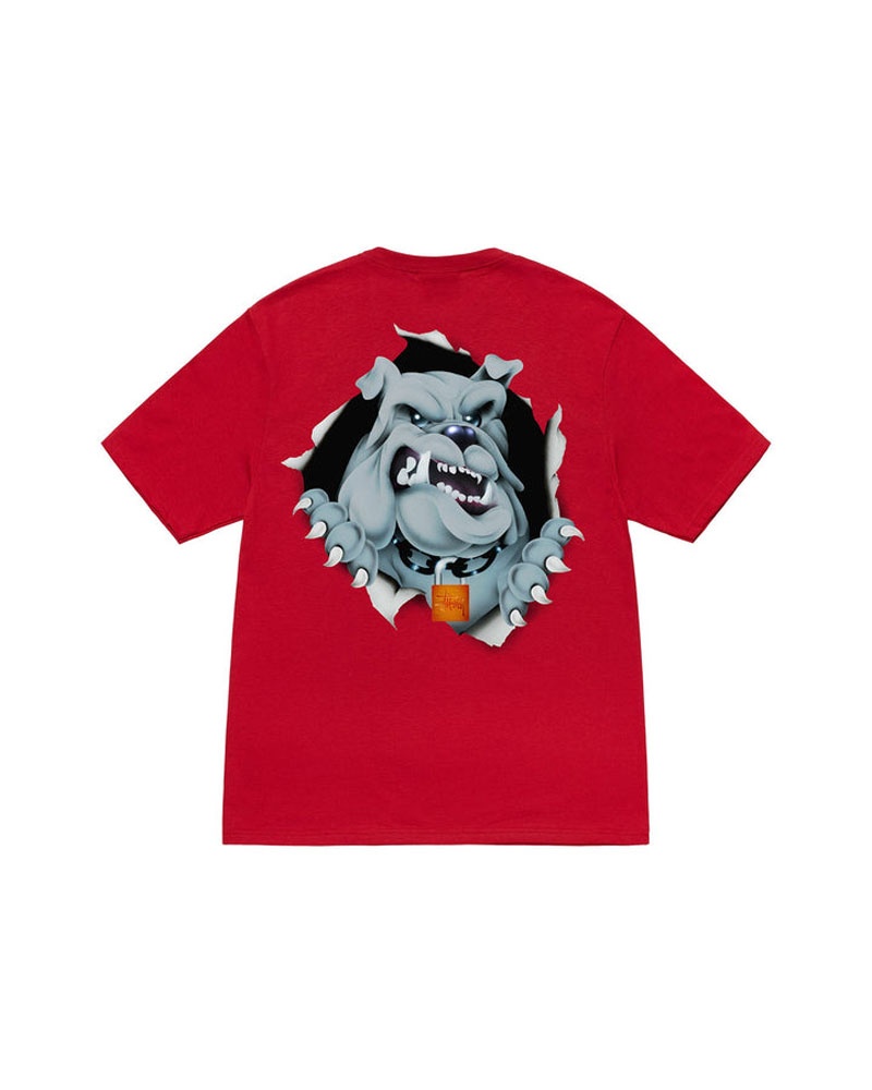 Red Stüssy Bulldog Ripper T-Shirt | UAE TKR832601