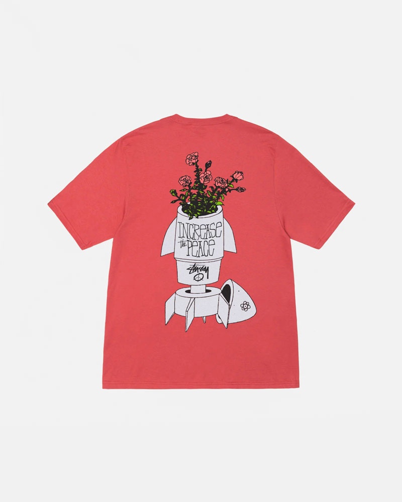 Red Stüssy Flower Bomb T-Shirt | UAE ZDW723648